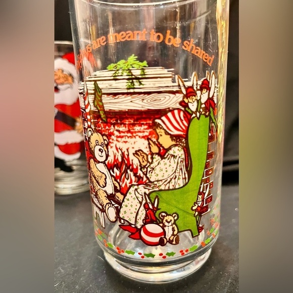3 Coca Cola McCrory American Greeting Santa Reindeer Holly Glasses Christmas VTG - Picture 8 of 11